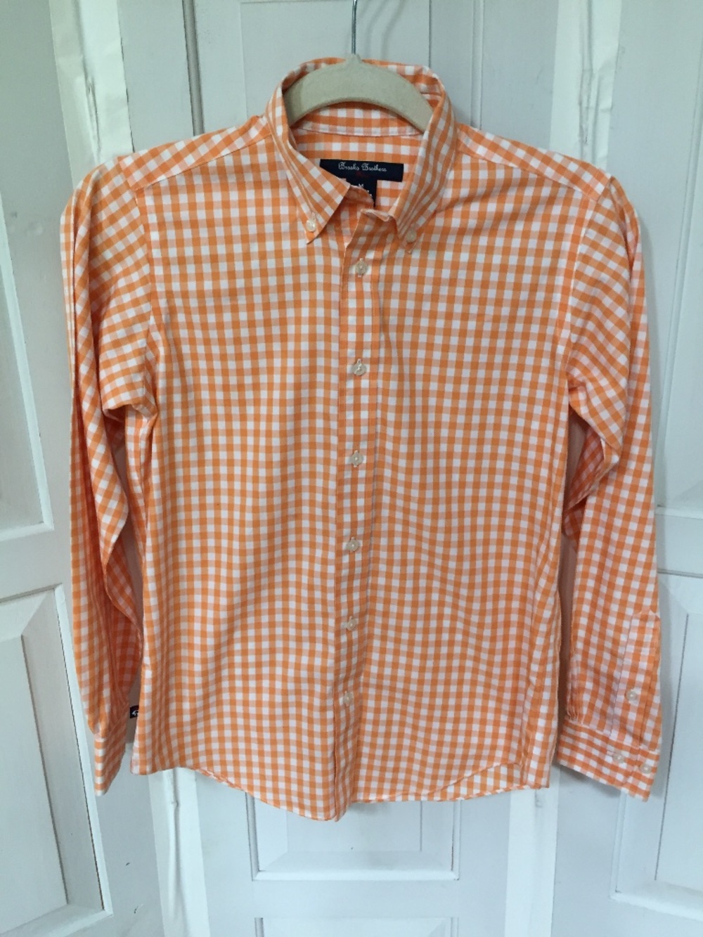 Brooks Brothers Boy’s Orange & White Checked Shirt
